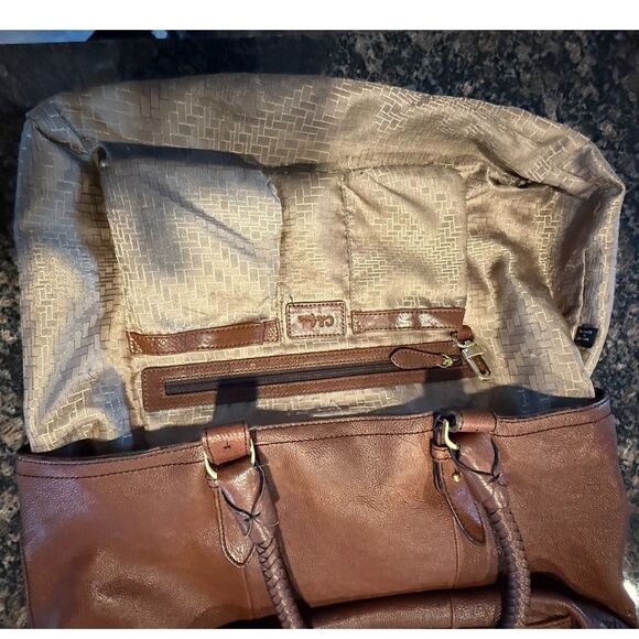 Large Vintage Cole Haan Butter Soft Pebbled Leather Shoulder Satchel Bag Brown - Picture 14 of 14